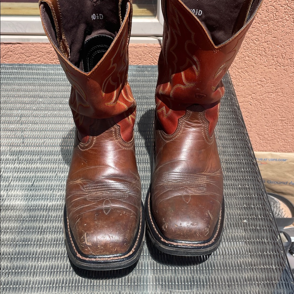 ARIAT Brown LEATHER STEEL Toe lighter Shaft Western Cowboy Boots Sz 10.5